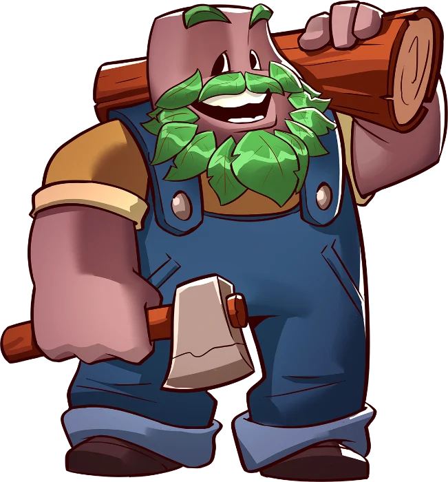Big Sprout, a Fae villager carrying a log